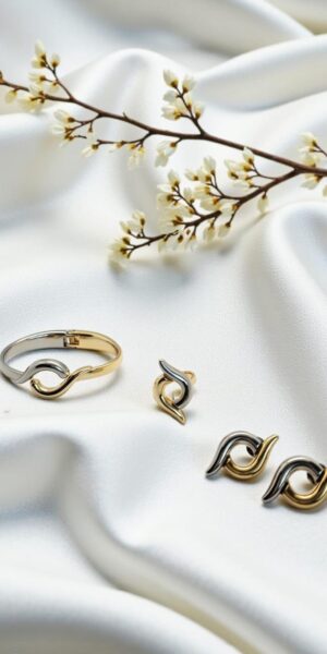 Trio Dourado e Prata: Anel, Bracelete e Brincos