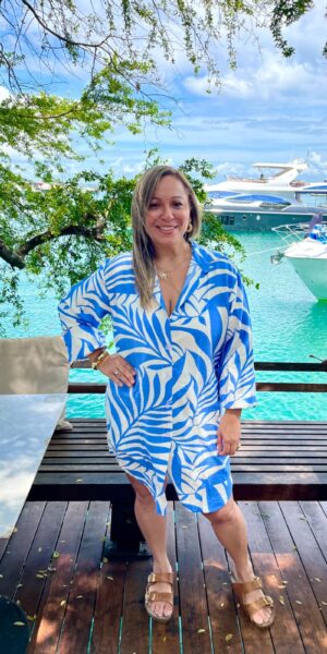 Conjunto Marina Folhagem Azul e Branco